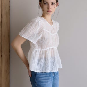 [로트르드민] Lautre Ette ribbon New White Blouse strapbk
