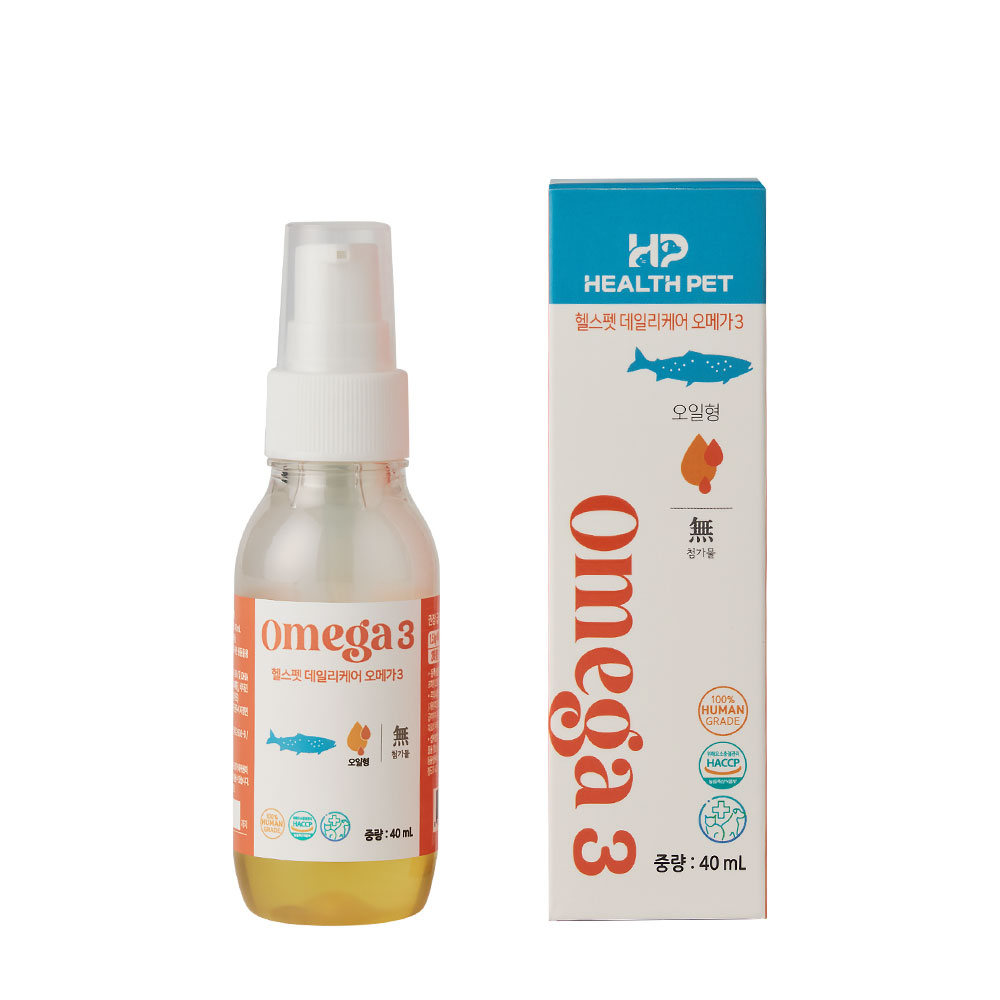 헬스펫 강아지 고양이 오메가3 피부 피모 눈물 DHA EPA 심혈관 오일형 영양제 40ml