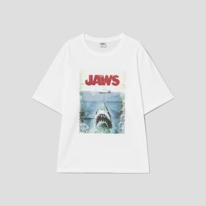 [에잇세컨즈] [에잇세컨즈] JAWS 가먼트다잉 그래픽 티셔츠 화이트 (456542SSF1)