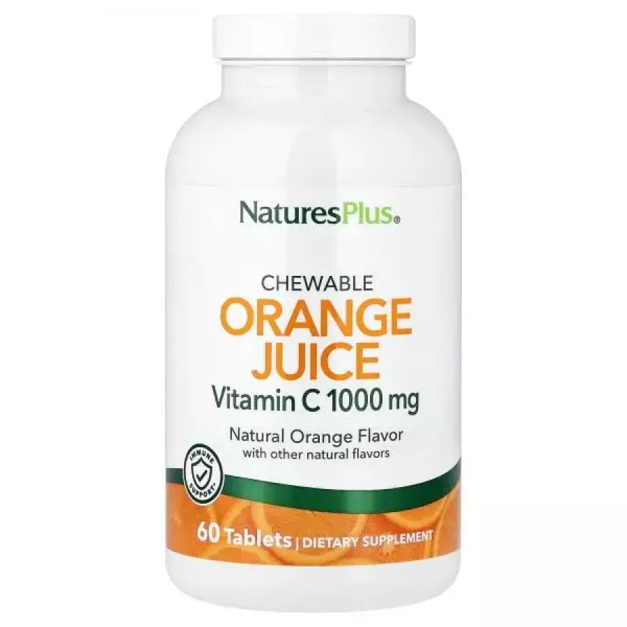 <b>NaturesPlus</b>, Chewable Orange Juice, Vitamin C, Natural Orange, 60 Tablets