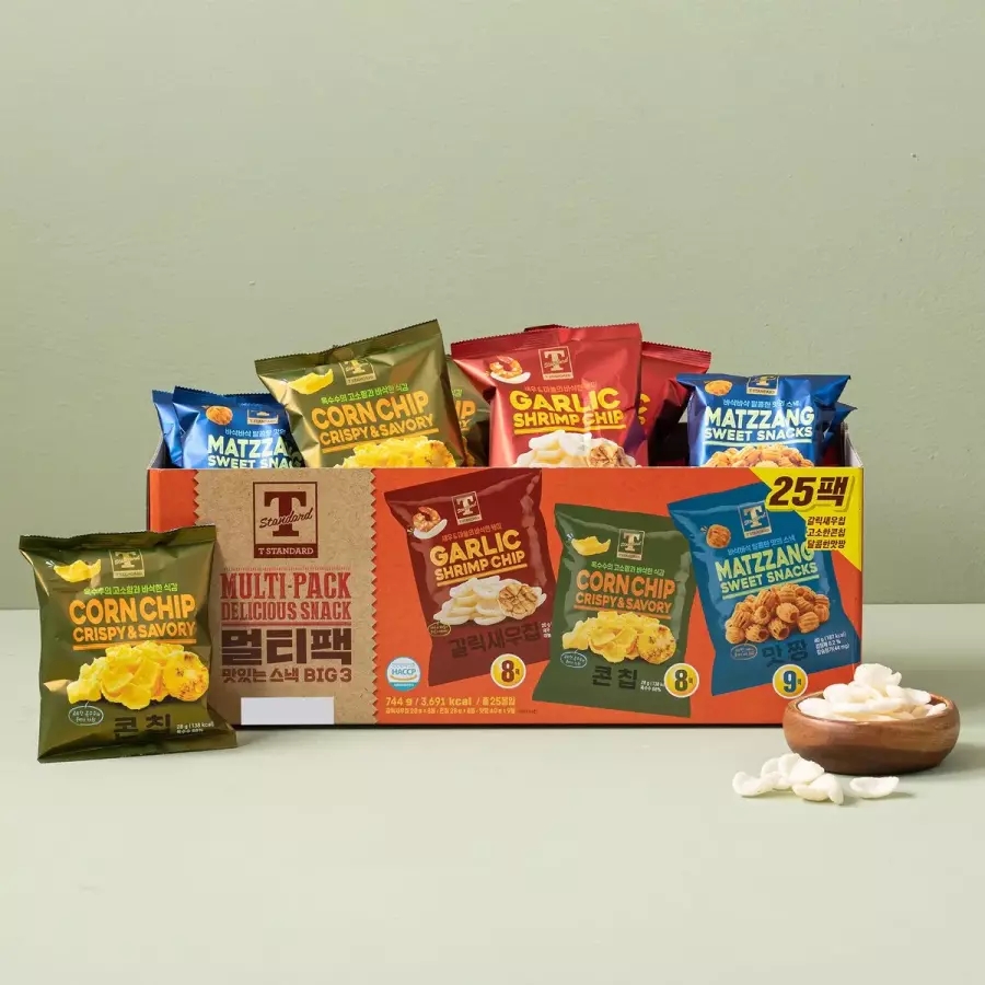 <b>티스탠다드</b> T STANDARD <b>멀티</b>팩 맛있는 스낵 744g 25입