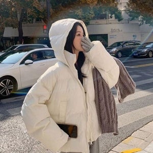 [하프클럽]하이넥 여성 숏 패딩 베이직 여성 후드 점퍼 겨울 잠바
