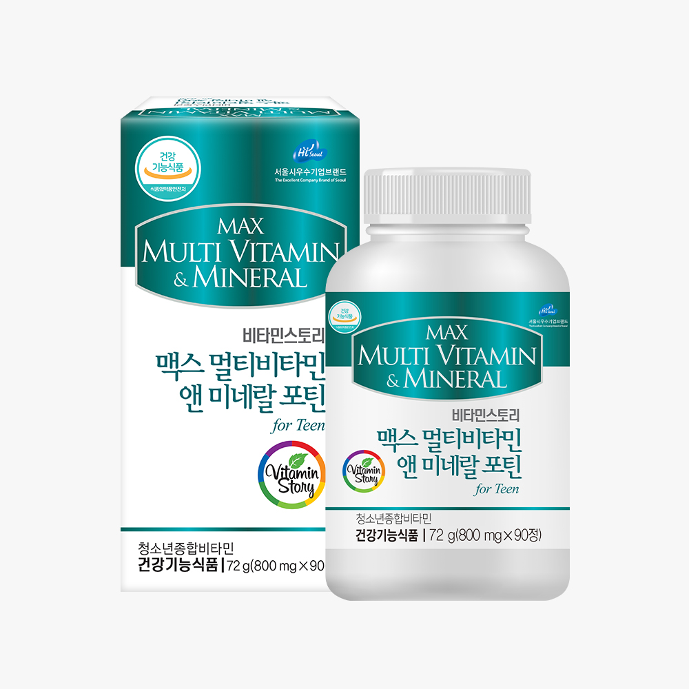 비타민스토리 맥스 <b>멀티</b>비타민 앤 <b>미네랄</b> 포틴 800mg x 90정