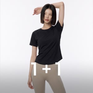에어프레쉬 헬스장복장 기본티 루즈핏 요가웨어 반팔티셔츠 1+1