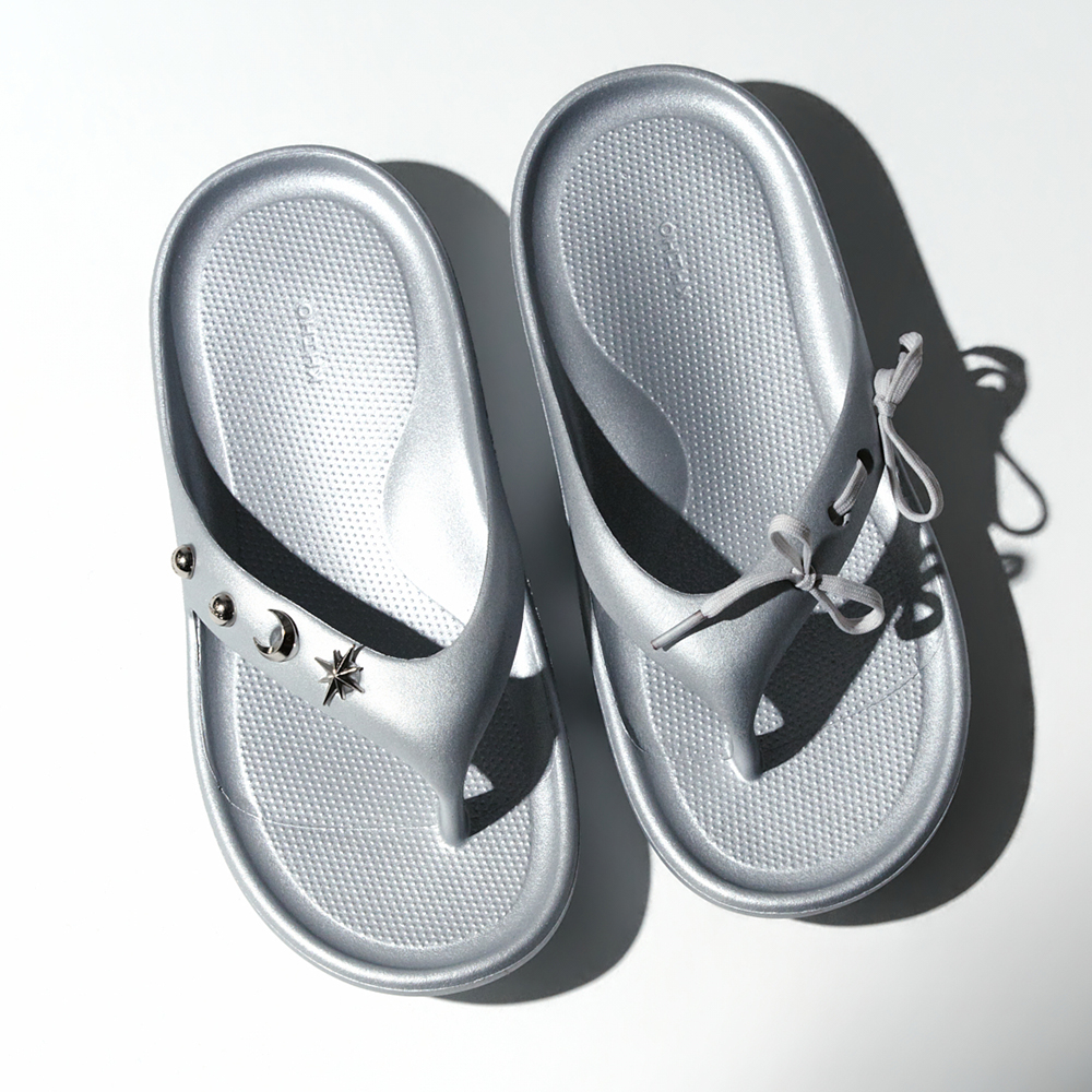 [기호] [보라끌레르 Pick] FLOWY FLIP-FLOPS / SILVER