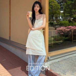 [무료배송/MADE]텝 시스루 레이어드 원피스&랩 스커트set