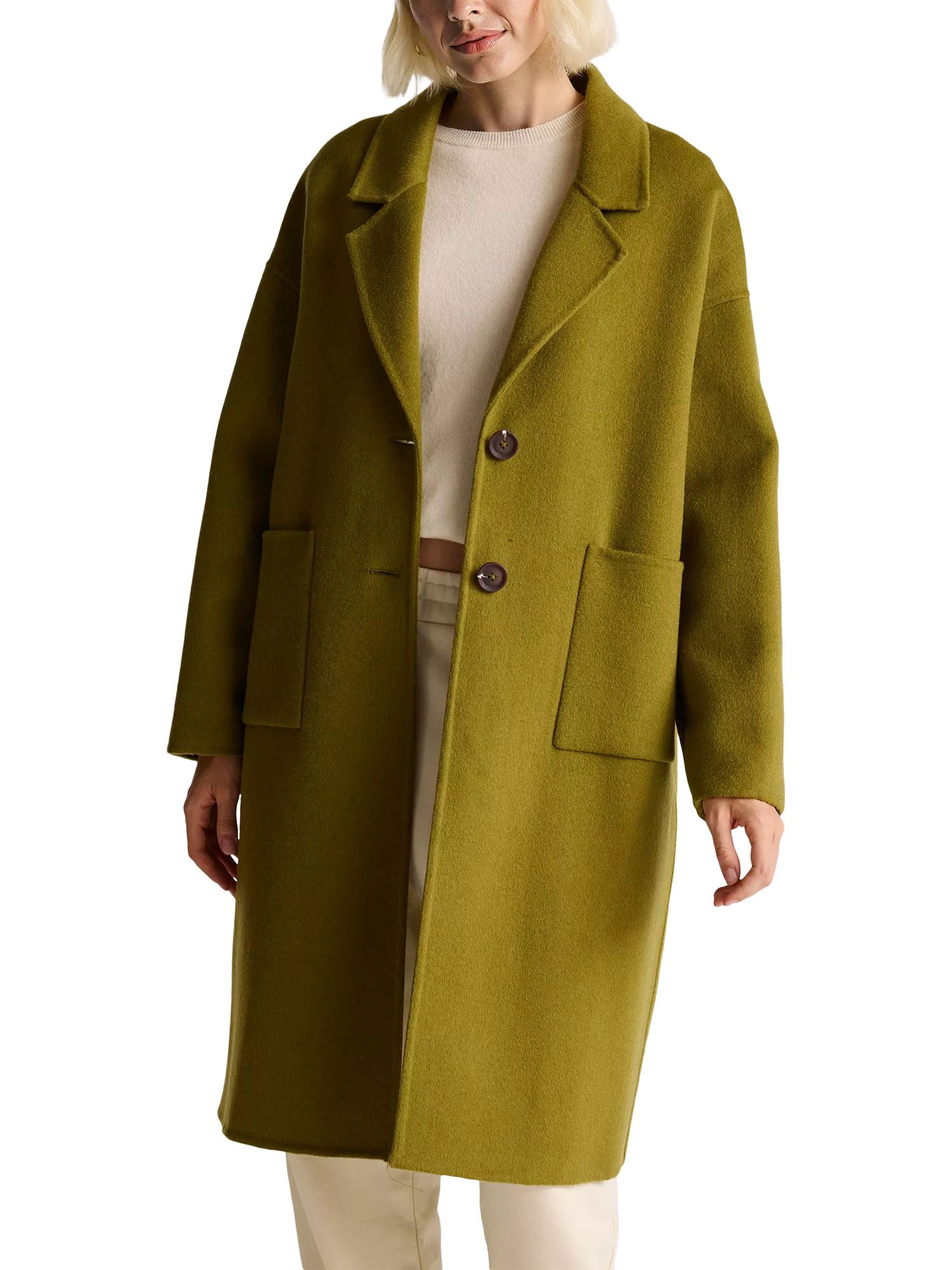 베네통 여성 울 혼합 롱 코트 그린 블렌드 Wool Blend Long Coat, Green 114408745 148602626
