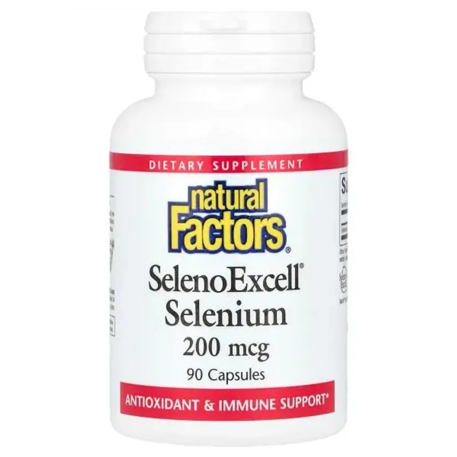 Natural Factors, SelenoExcell, <b>셀레늄</b>, 200mcg, 캡슐 90정