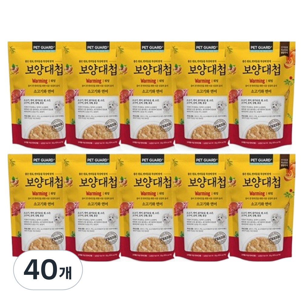 보양대첩 전연령 강아지 파우치 사료 워밍 소+연어 80g 40개