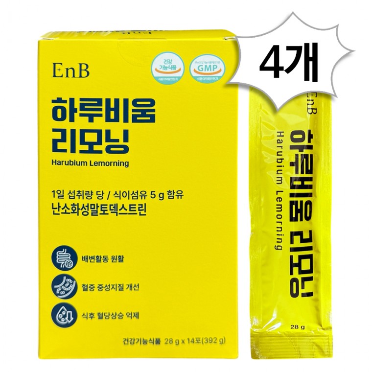하루비움 리모닝 392g x 4개(총 56포) 식이섬유 난소활성말토덱스트린 식후혈당 배변활동  1개  1정