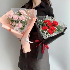 [가성비굿]어버이날 레드&핑크 비누꽃 카네이션 꽃다발, 오늘의꽃