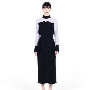 마메 쿠로구치 블랙 레이스 슬리브 원피스 드레스 MM26SS-DR097