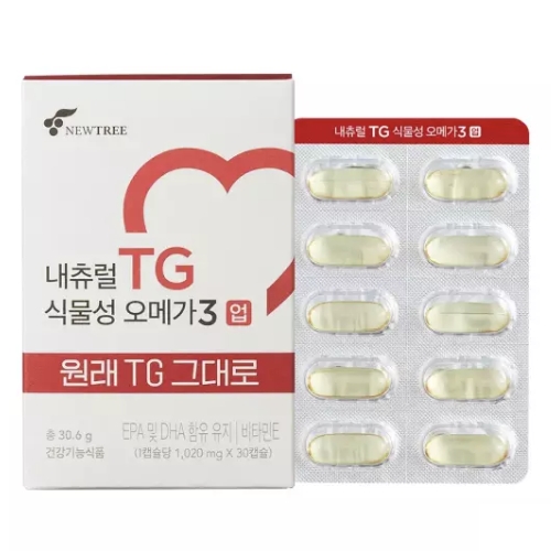 뉴트리 내츄럴 TG 식물성 오메가3 업 1020mg x 30캡슐, 4개