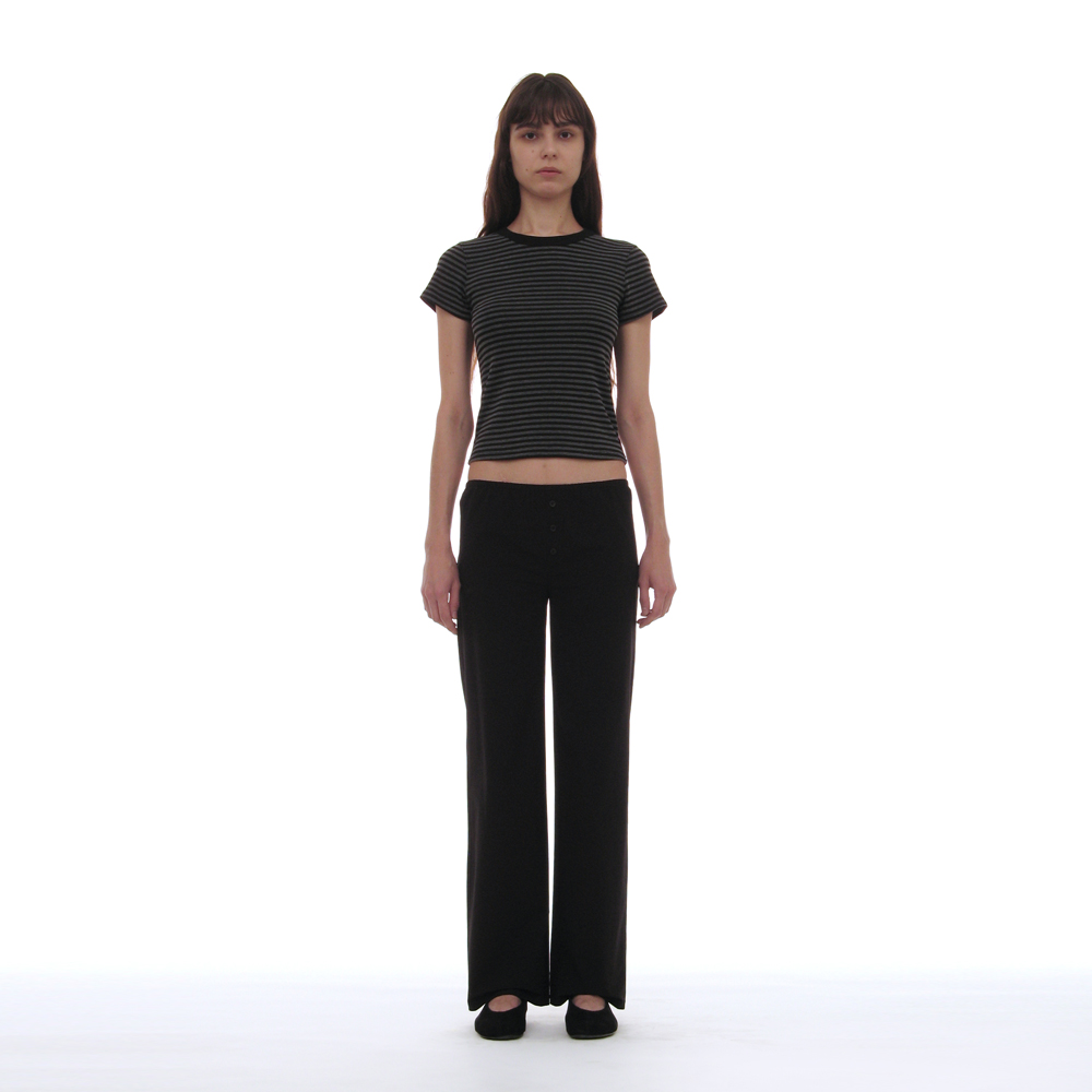 [파르티멘토 우먼] PWC BUTTON SLIM STRAIGHT TROUSERS_BLACK