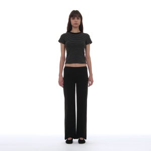 [파르티멘토 우먼] PWC BUTTON SLIM STRAIGHT TROUSERS_BLACK