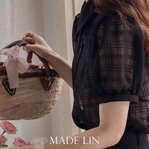 [3천장돌파][베스트특가 7천원 할인]MADE LIN제이플랜 썸머체크 구김걱정없이 여리핏 퍼프 블라우스[size:F,1]