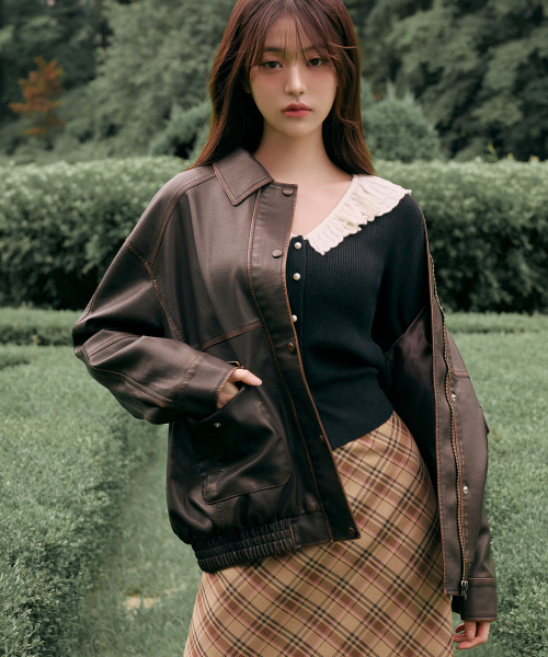 [로라로라] VINTAGE LEATHER BLOUSON JACKET BROWN 5007064212