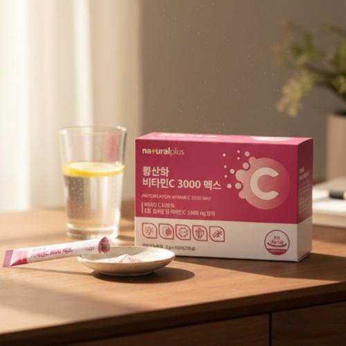 <b>내츄럴플러스</b> 항산화 피로회복 이너뷰티 고함량 비타민C 3000mg 가루 스틱형 직장인필수영양제 3개월분