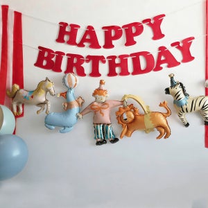 5 미니 서커스 및 카니발 3D 포일 동물 풍선 사자 코끼리 말 세일 포니, 생일, 행사 및 축제를 위한 생생한 포일 파티 장식, 풍선, 전기 불필요, 쉬운 팽창 풍선
