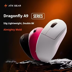 ATK A9 시리즈 무선 게이밍 마우스 (1K 동글 포함), 2.4G/유선/무선 지원, 53G/57G 경량 마우스, 800mAh 오래가는 충전식 배터리, 게이밍 및 사무용으로 적합