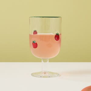 스무디팝 핸드페인팅 토마토 유리 고블렛잔 360ml