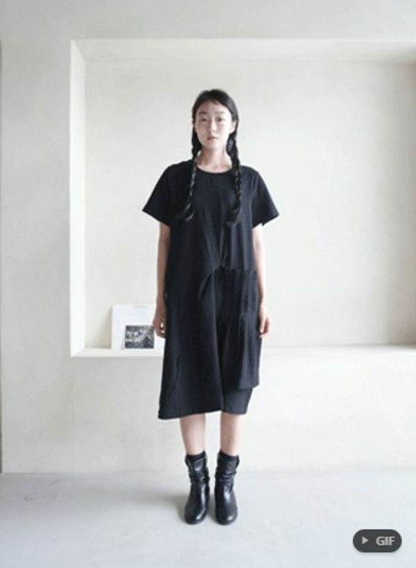 내일도착 롱원피스 frill pocket loose ops (2colors)