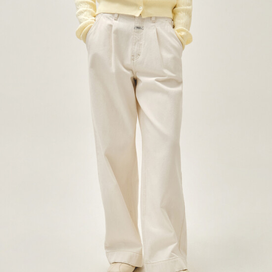 마리떼 프랑소와 저버 W Low-Waist Tuck Wide Denim Pants Ecru