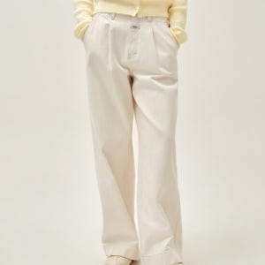 마리떼 프랑소와 저버 W Low-Waist Tuck Wide Denim Pants Ecru