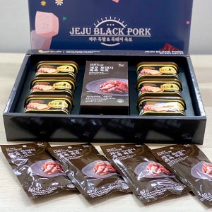 제주하우스 제주 흑돼지 햄 + 육포 선물세트 (손잡이케이스)