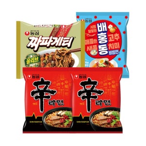 신라면 10봉 + 짜파게티 5봉 + 배홍동 비빔면 4봉[짜파게티,배홍동,안성탕면,농심,신라면]