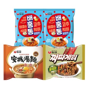 배홍동 비빔면 8봉 + 짜파게티 5봉 + 안성탕면 5봉[짜파게티,배홍동,안성탕면,농심,신라면]