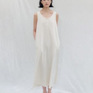 [스텝어라운드] Waffle Jersey Henley Sleeveless Dress_CREAM SA26SMOP01CR