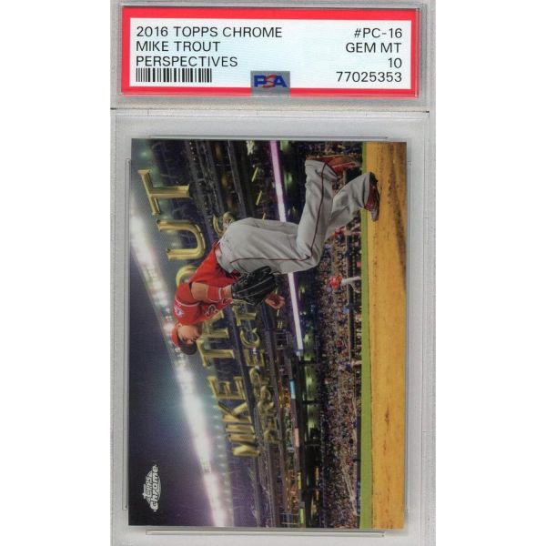 2016년형 탑스 크롬 마이크 트라웃 PC16 투시 야구 카드 PSA 10 젬 민트  2016년형 탑스 크롬 마이크 트라웃 PC16 투시 야