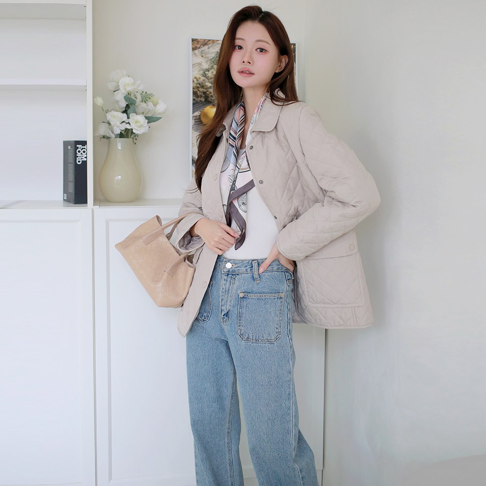 루나셀 다이아몬드 퀄팅 자켓+스카프