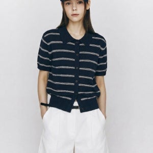 지오다노 부클 스트라이프 반팔 가디건