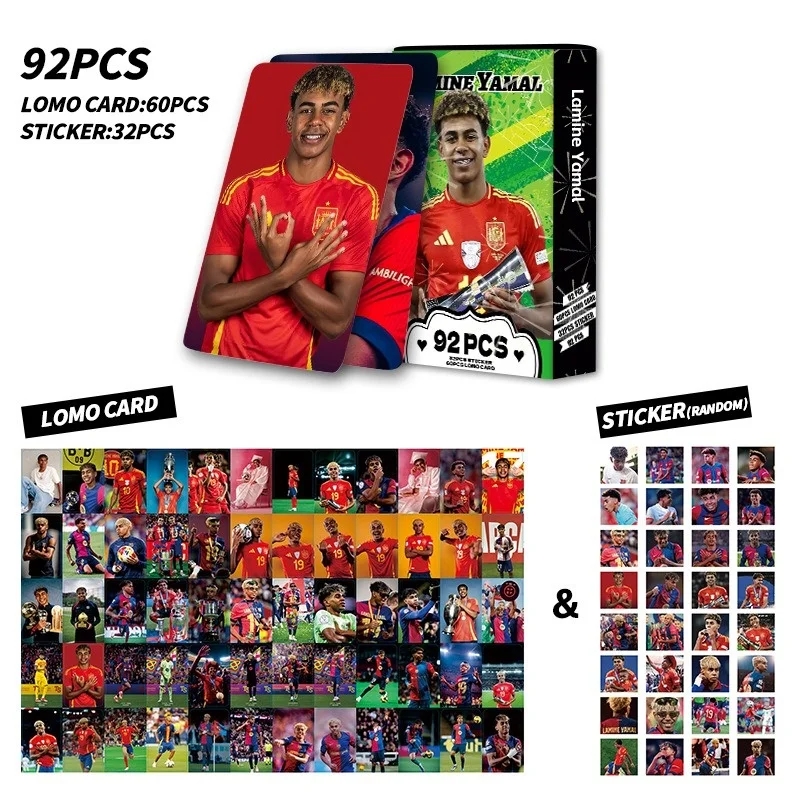 쿠쿠스토어 92PCS 축구 스타 카드 메시 호날두 Mbappé Haaland Jude Bellingham LaCardmine 미니 컬렉션 팬  04 Style 9
