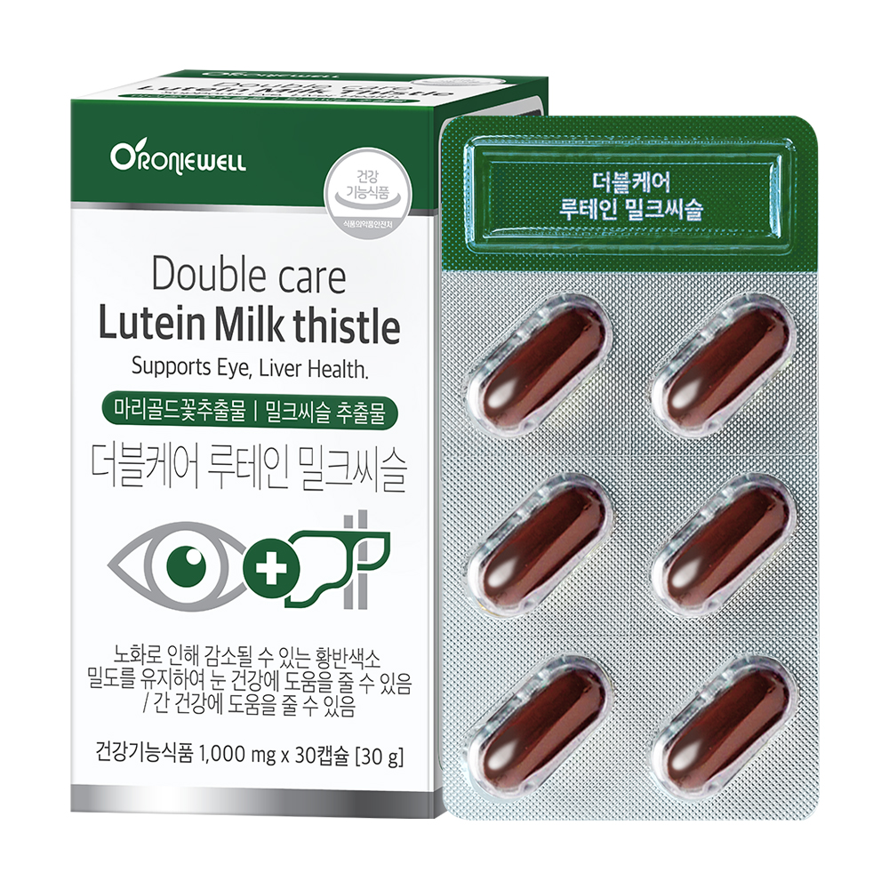 로니웰 <b>더블케어 루테인 밀크씨슬</b> 1000mg x 30캡슐, 4개