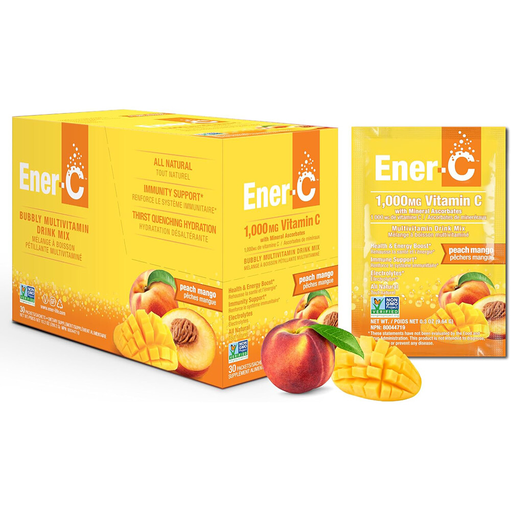 에너라이프 에너C <b>비타민C 1000mg 피치망고</b> 30팩 2박스