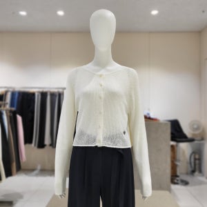 온앤온 라운드넥 펀칭 니트가디건