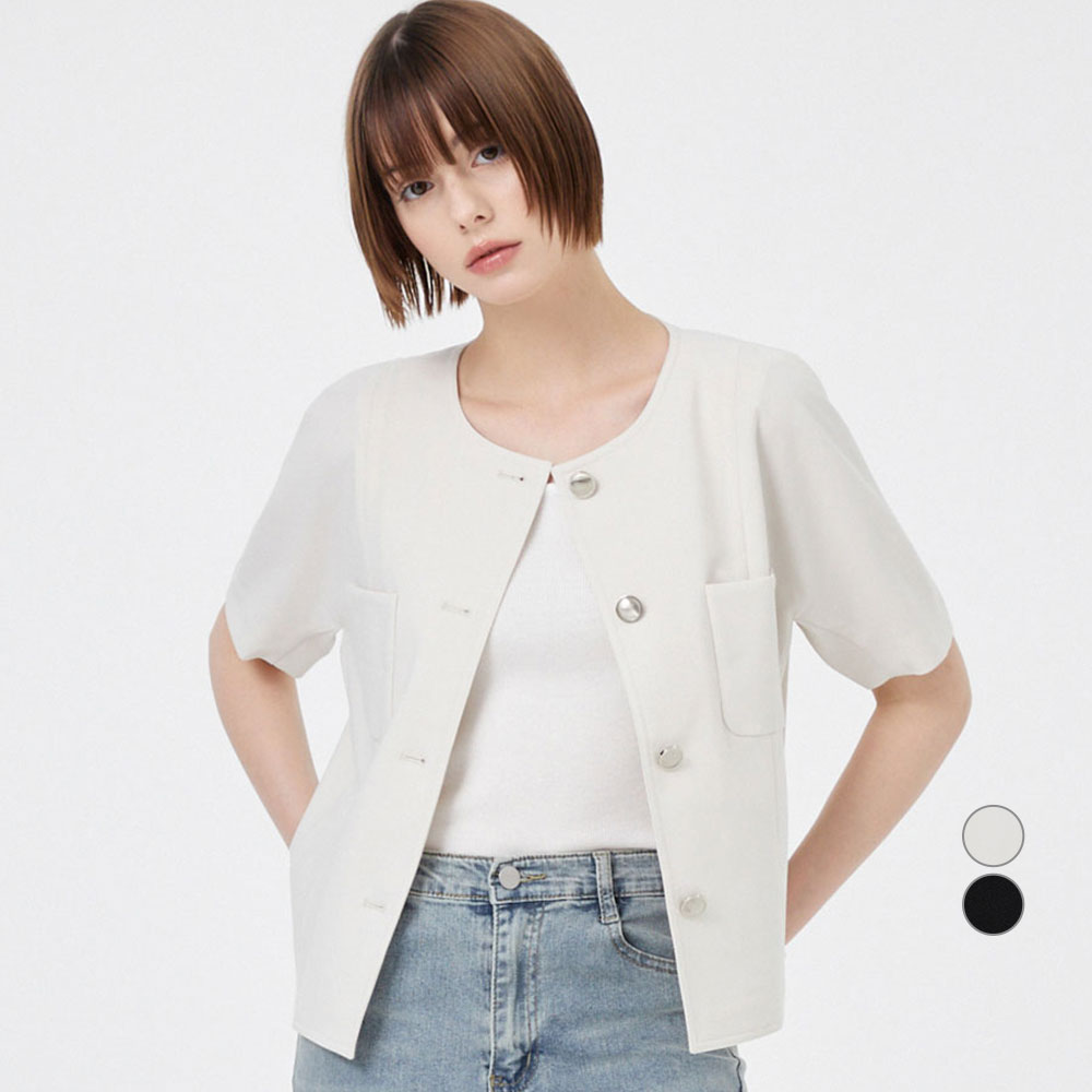엘르파리 라운드넥 돌먼 슬리브 스트레치 블레이저 자켓