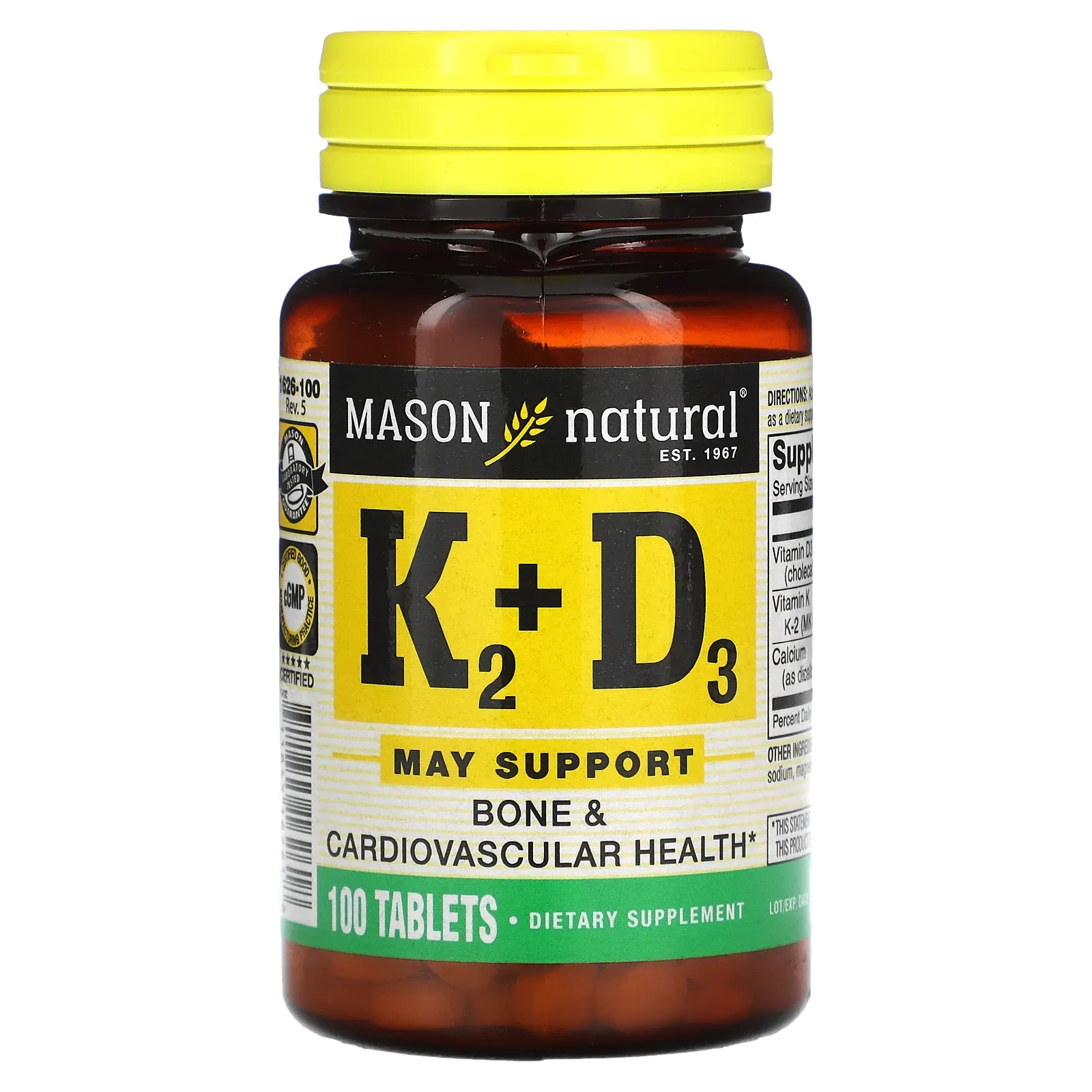 Mason Natural 비타민K2 플러스 비타민D3 100mg 100정 MasonNatural비타민K2플러스비타민D3100mg 1개