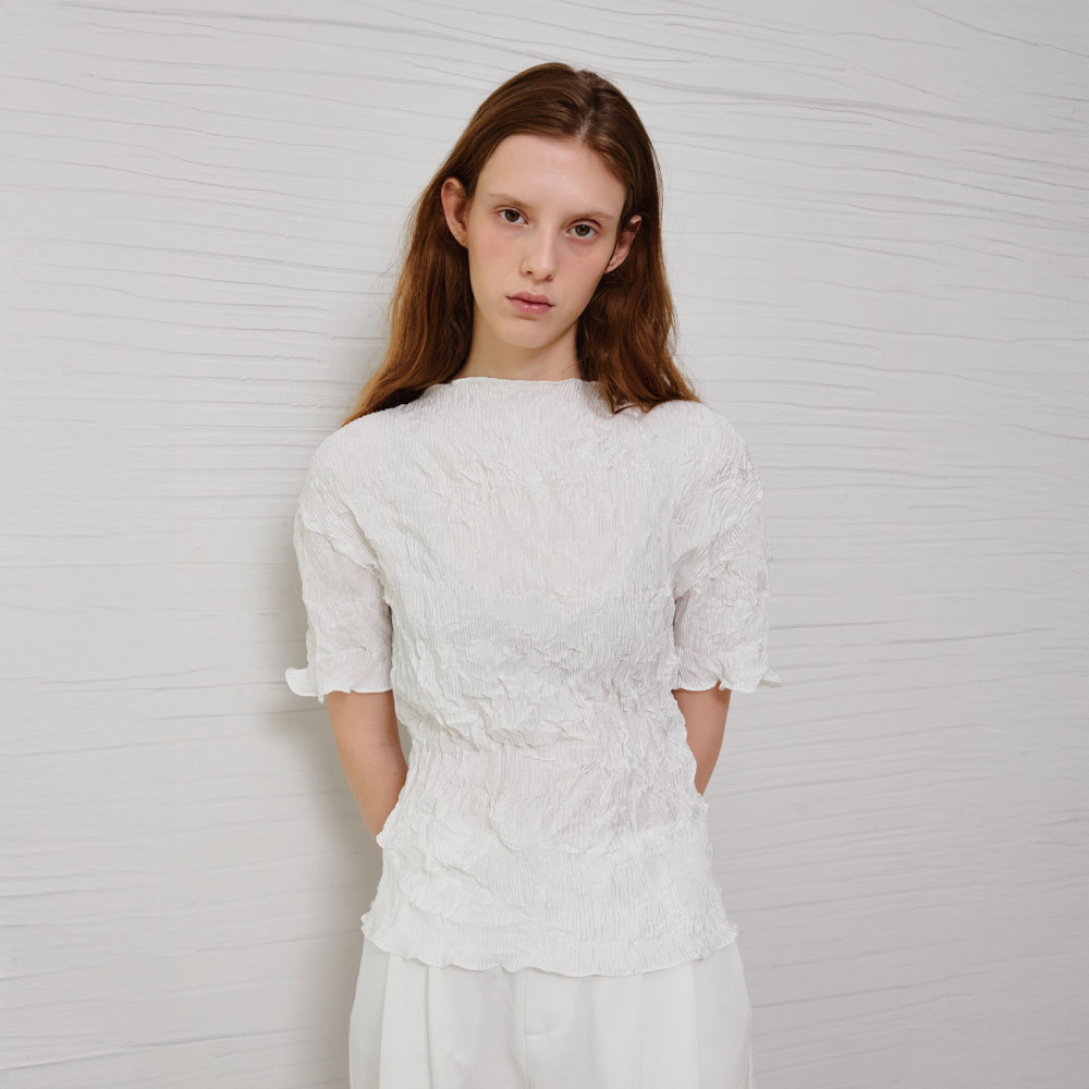 [수아마르] Lisse Pleated Top (White)