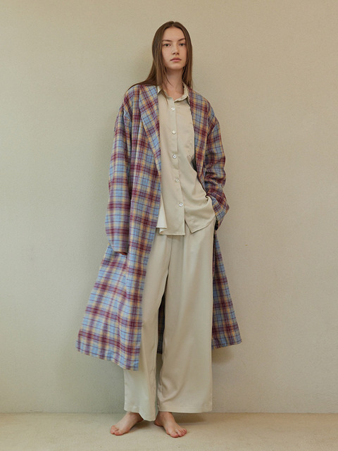 [아템포] 24FW 클래식 롱 로브_우먼/ 위스퍼 체크