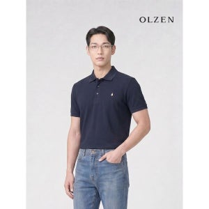 [올젠] 솔리드 카라티셔츠 반팔 네이비 ZPF2TT1804