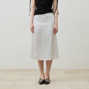 [아리] TINY DOT SLIT SKIRT / WHITE