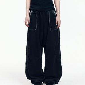 [아캄] Knee Pin-Tuck Ethnic Sweatpants (Black) AK26PT32BK