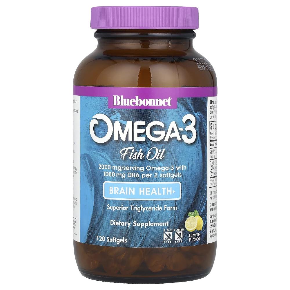 블루보넷뉴트리션 오메가3 피쉬오일 Omega3 DHA EPA 소프트젤 레몬맛 120정 1개