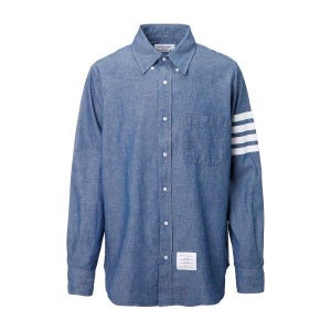 톰브라운 THOM BROWNE  4바 스트라이프 스트레이트 핏 샴브레이 셔츠 (MWL272E 00111 450)