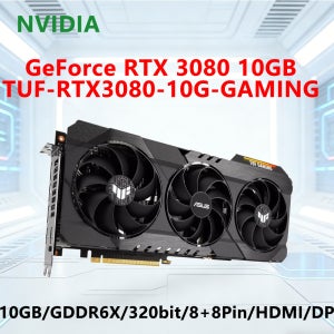 ASUS RTX 3080 10GB 비디오 카드 NVIDIA TUF RTX3080 10G 게이밍 GDDR6X 320비트 GPU PCI-E 4.0 8+8핀 HDMI DP PSU850W
