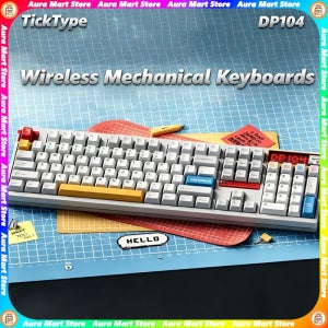 TickType DP104 무선 게이밍 기계식 키보드 블루투스 핫스왑 알루미늄 케이스 FPS 게임용 PBT 키캡 사무용 키보드